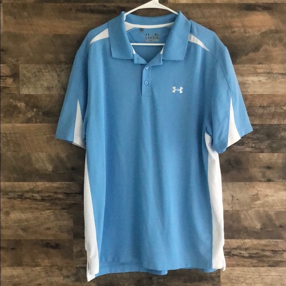 light blue under armour polo